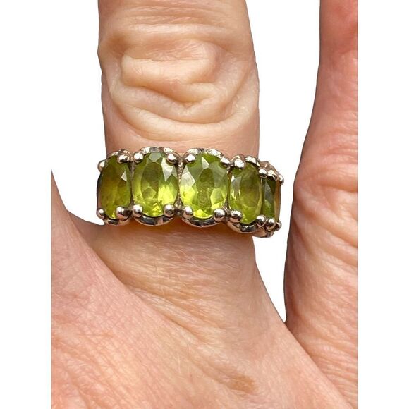 5 stone citrine green sterling silver 925 ring - Picture 1 of 9